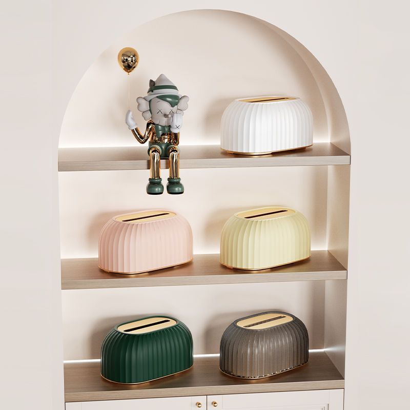 Striped Tissue Box with Spring Base
