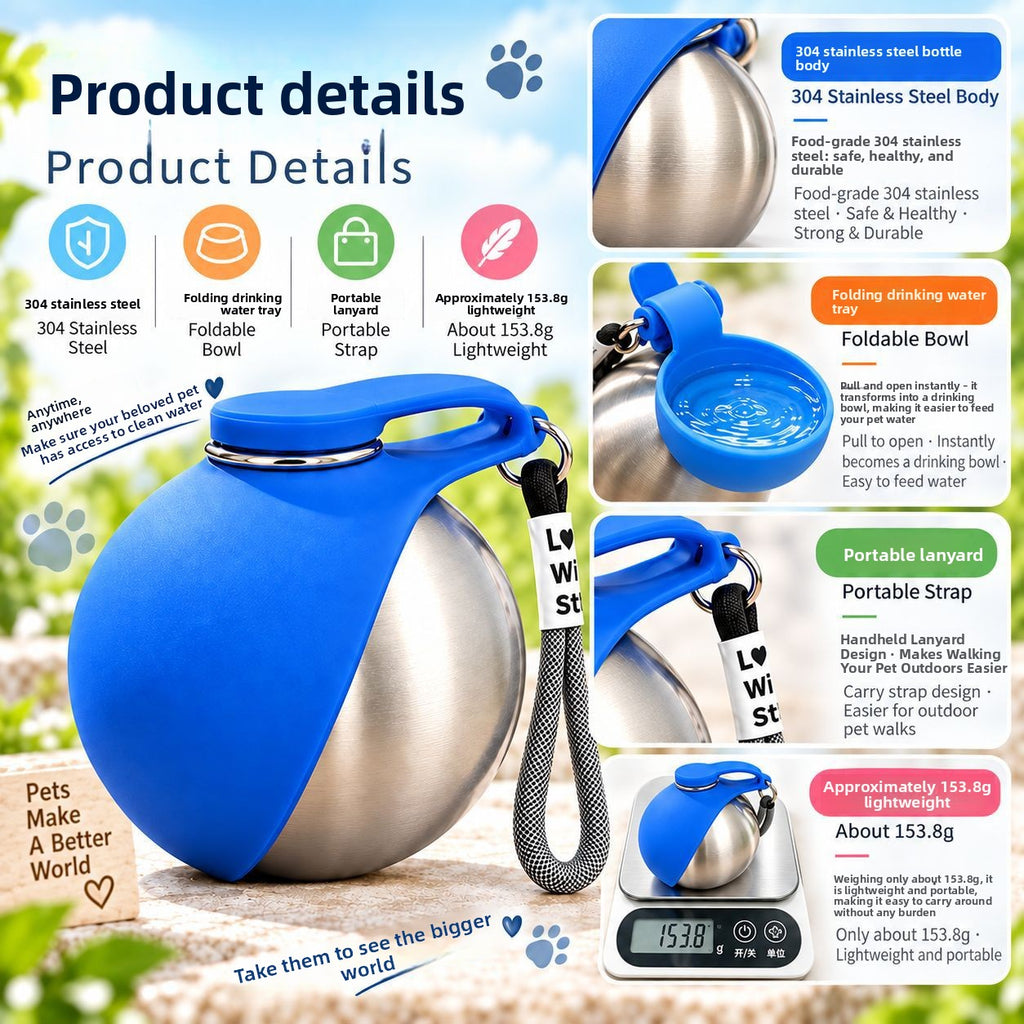 Portable Pet Water Bottle with Lanyard