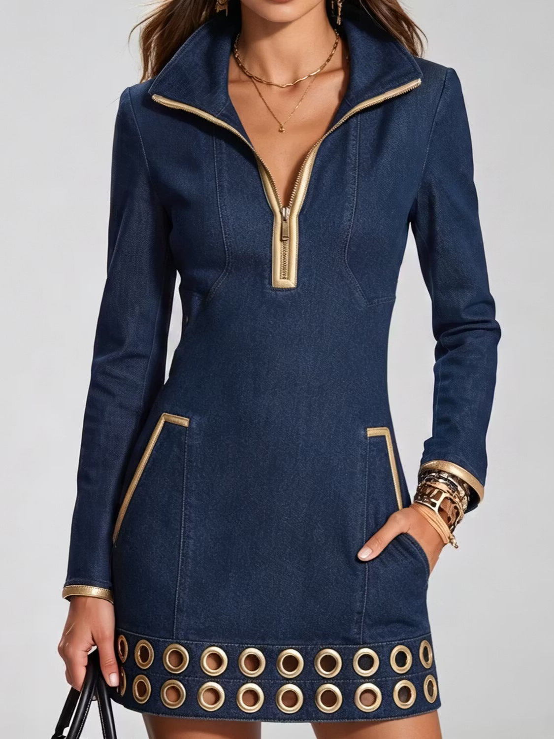 Women Long Sleeve Denim Dress