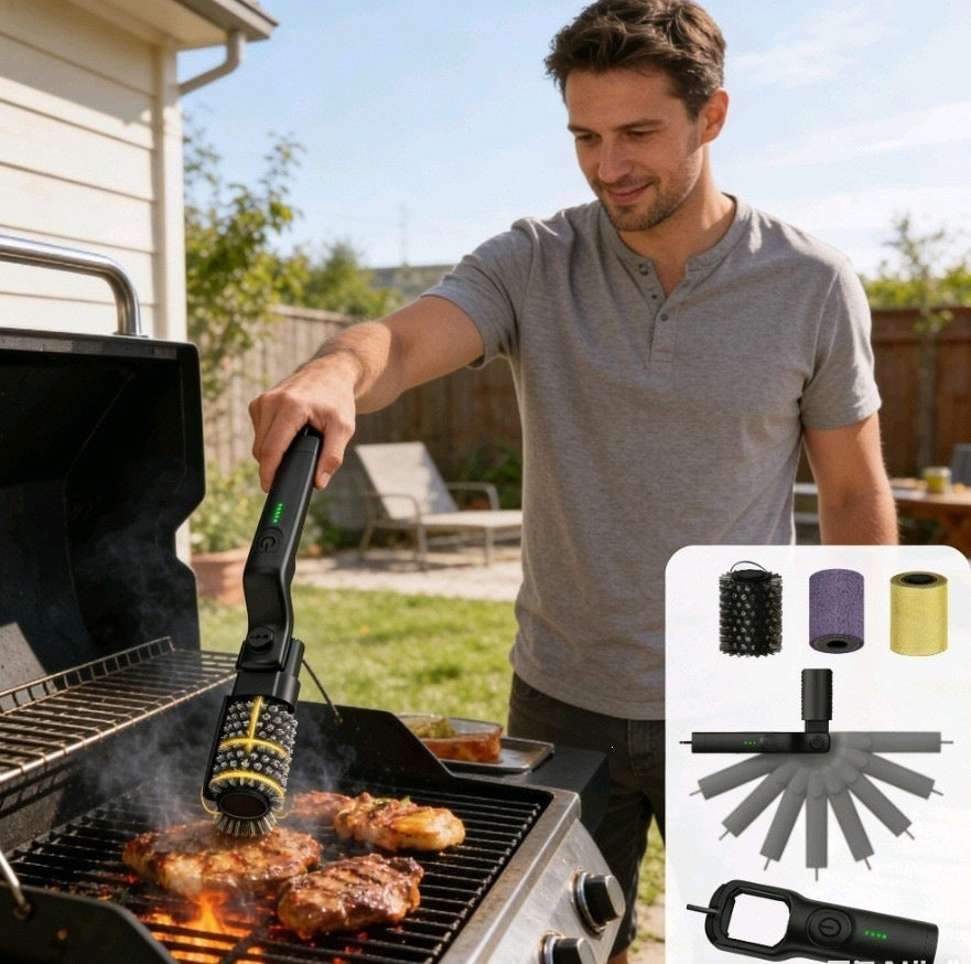 Electric Barbecue Cleaning Brush with Rotating Head
