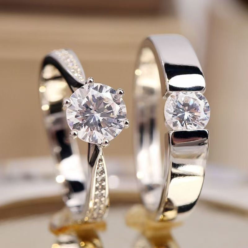 Adjustable Square Diamond Couple Rings Korean Style