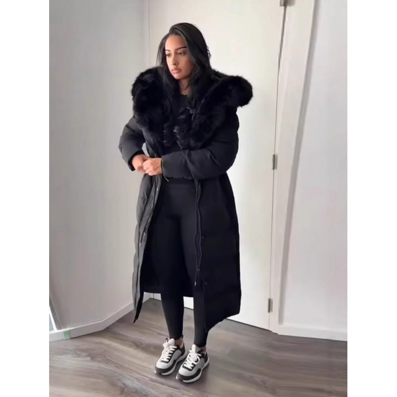 Womens Long Hooded Cotton Coat