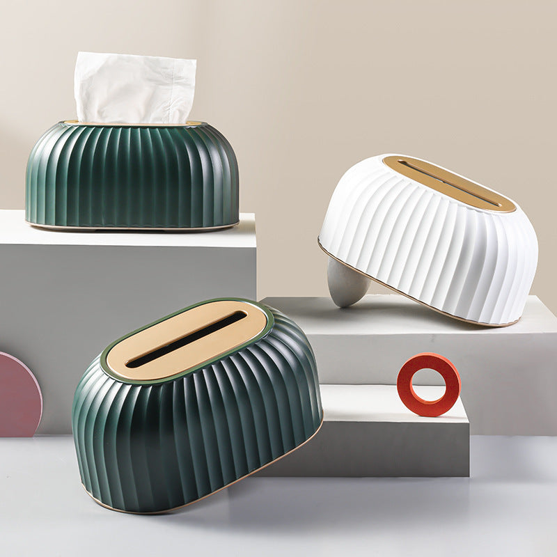Striped Tissue Box with Spring Base