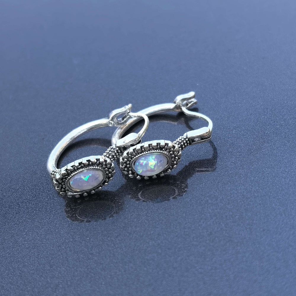 Retro Turquoise Oval Earrings