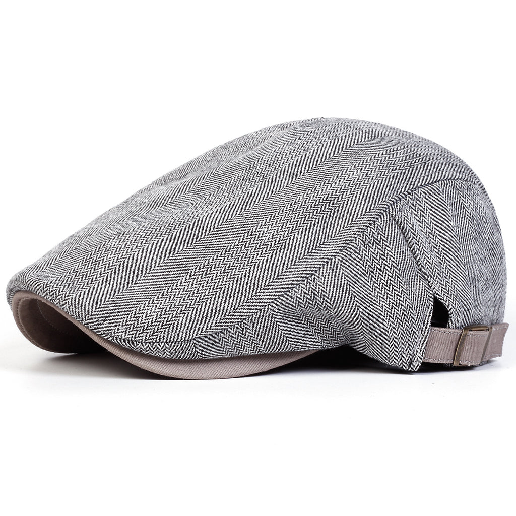 Herringbone Flat Cap Mens Retro Casual Hat