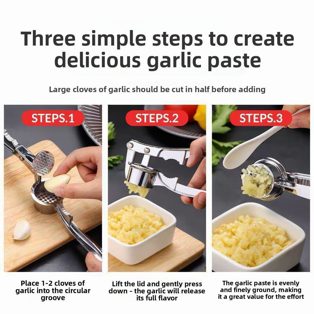 Manual Zinc Alloy Garlic Press Multifunctional Kitchen Tool