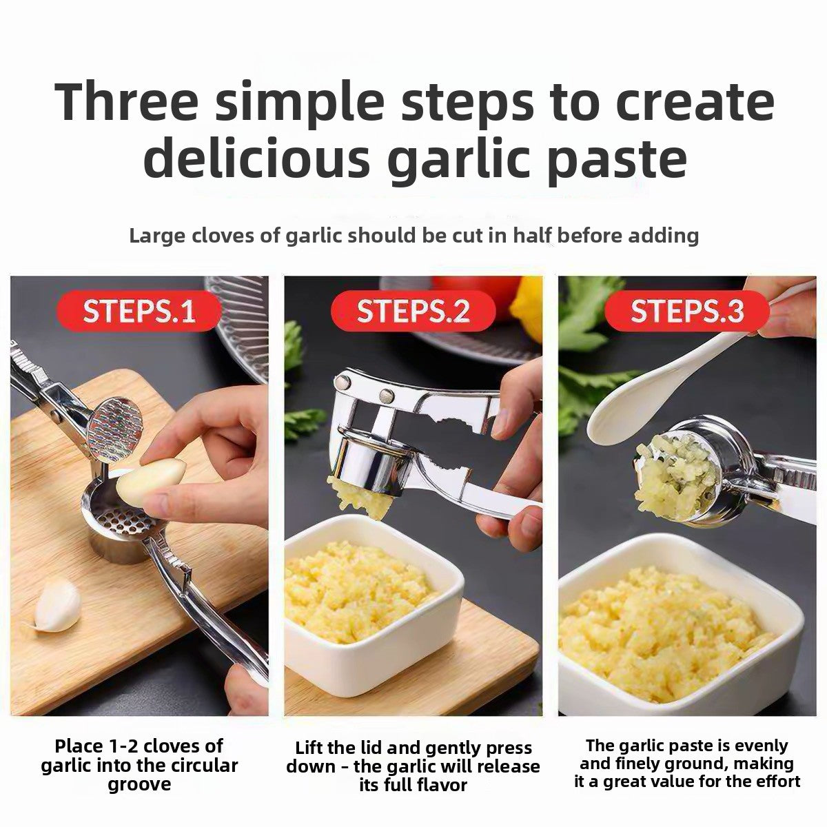 Manual Zinc Alloy Garlic Press Multifunctional Kitchen Tool