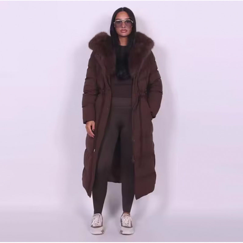 Womens Long Hooded Cotton Coat