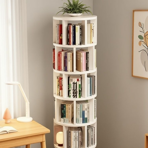 360-Degree Rotating Multi-Tier Bookshelf