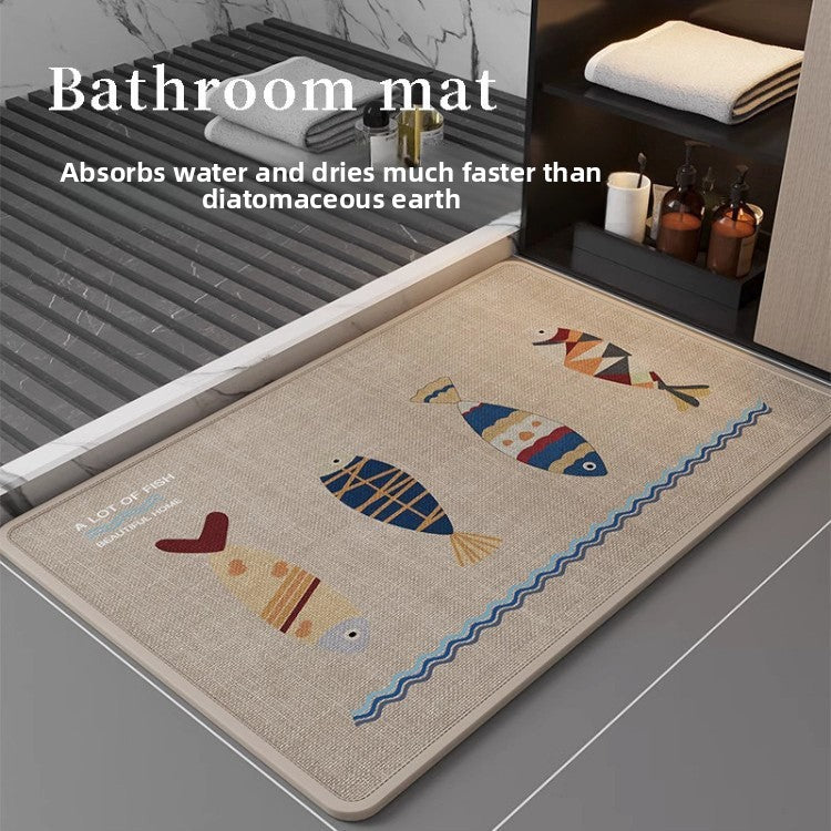Cartoon Linen Bathroom Mat