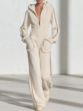 Hooded Zip-Up Faux Shearling Jumpsuit