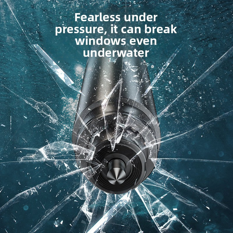 Automobile window-breaking device with multi-functional glass cutting capabilities