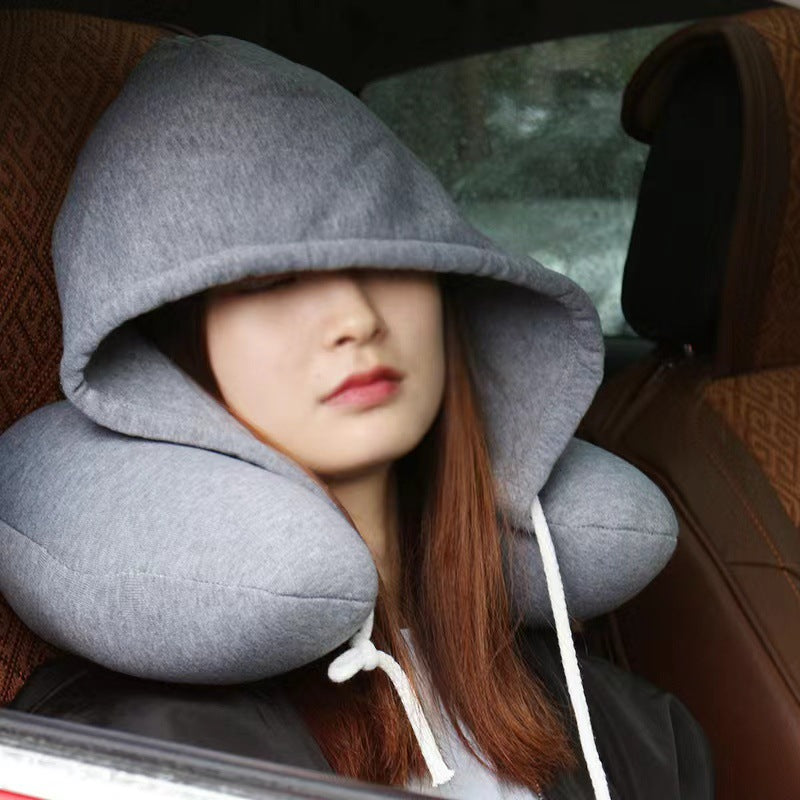 Hooded U-Shaped Travel Pillow