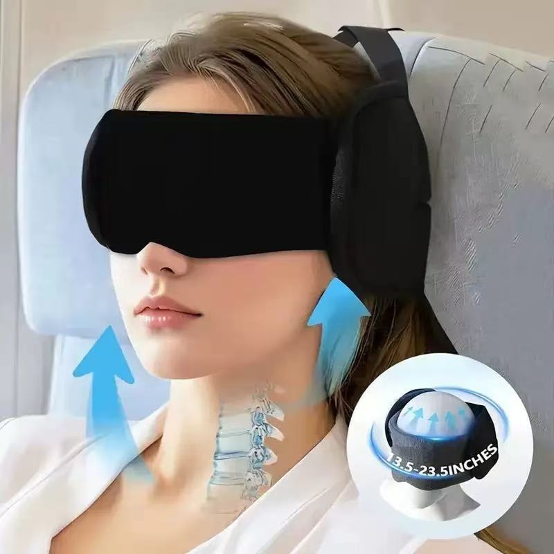 Travel neck pillow with eye mask