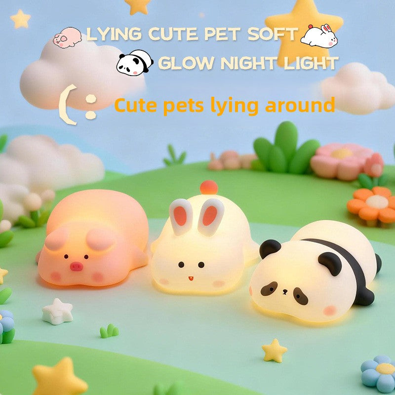 Cute night light silicone bedside bedroom sleep companion
