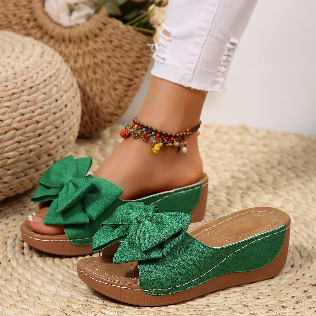 Bowknot Wedge Sandals