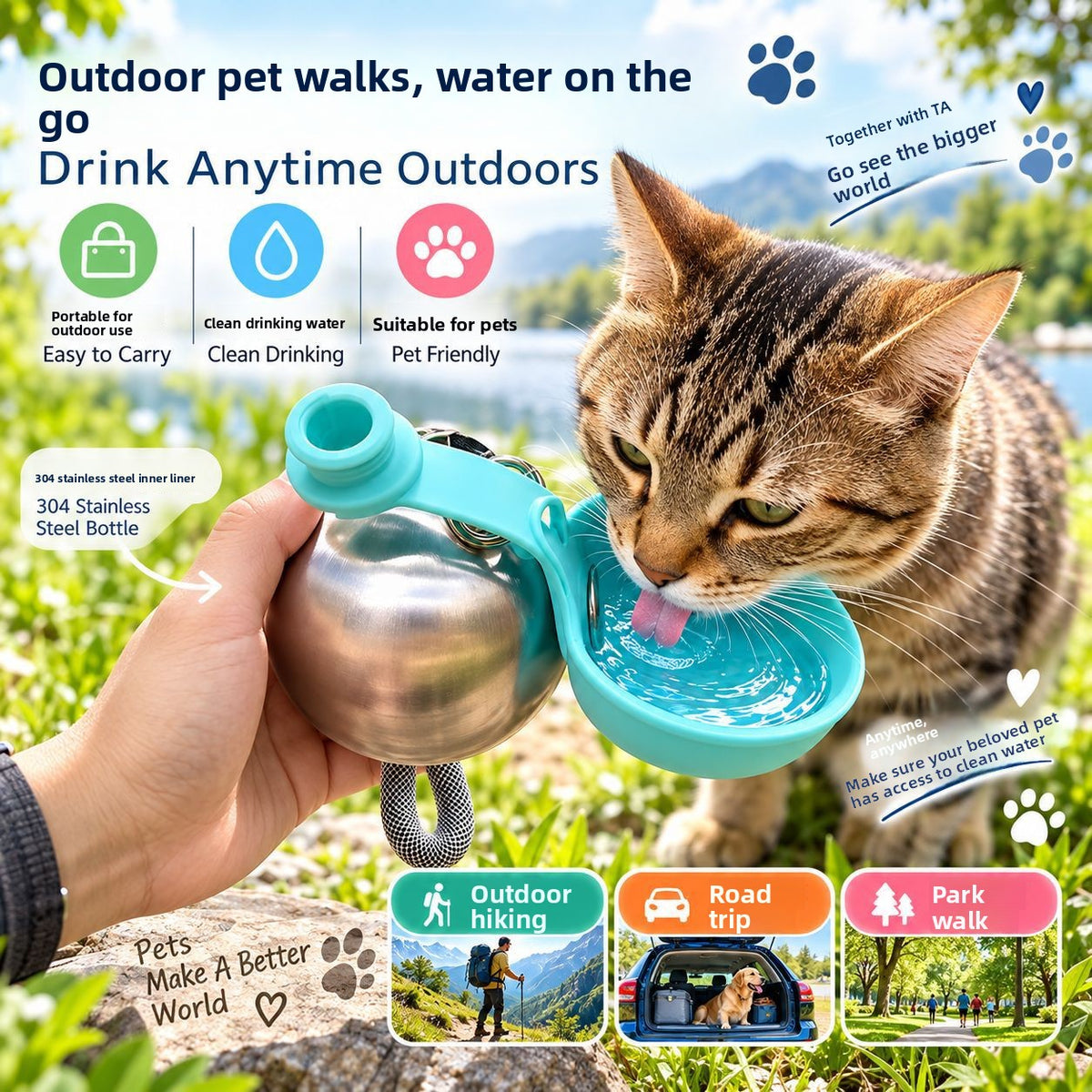 Portable Pet Water Bottle with Lanyard