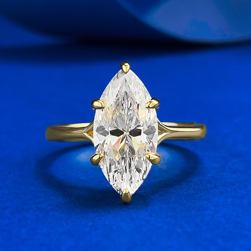 Marquise Diamond Geometric Silver Ring
