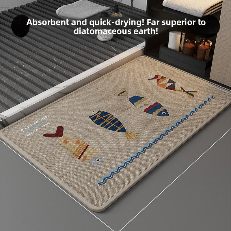 Cartoon Linen Bathroom Mat