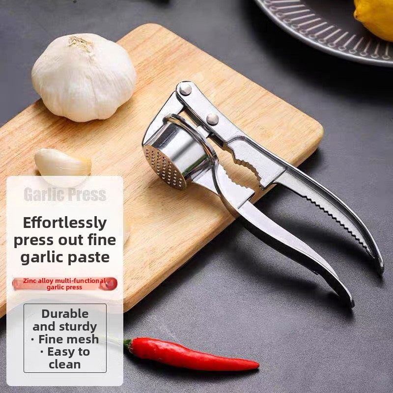 Manual Zinc Alloy Garlic Press Multifunctional Kitchen Tool