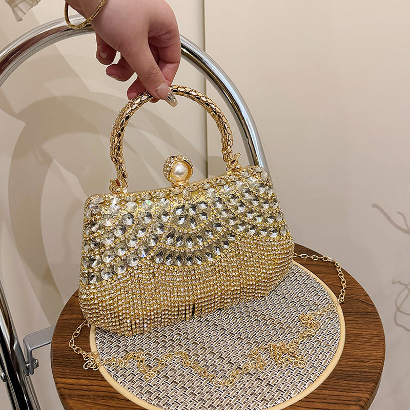 Rhinestone Chain Tassel Shoulder Bag