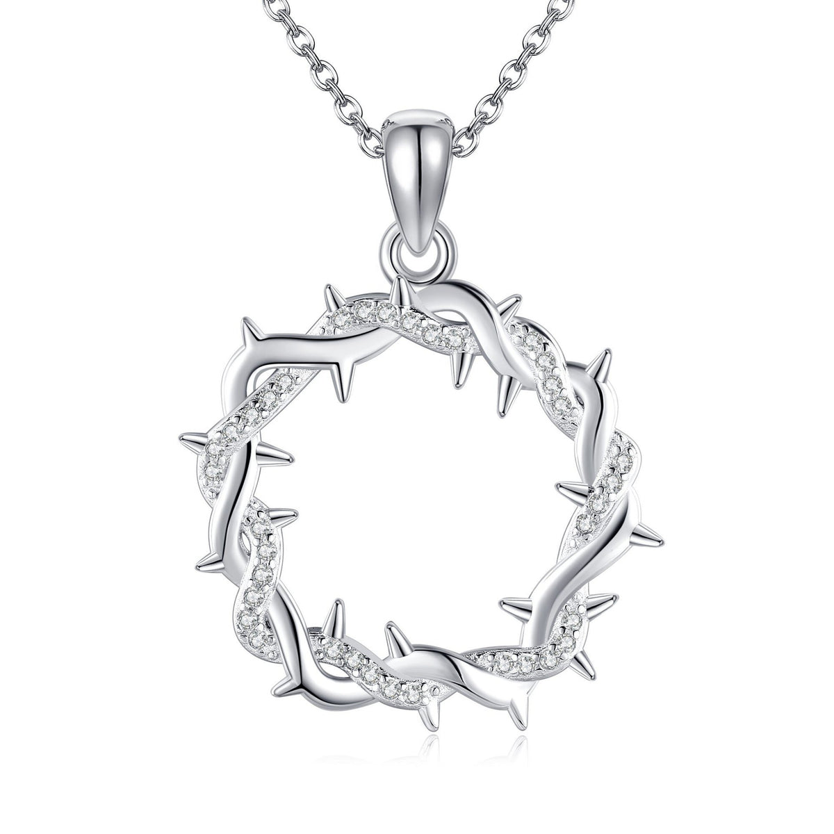 Diamond-Encrusted Thorn Ring Necklace