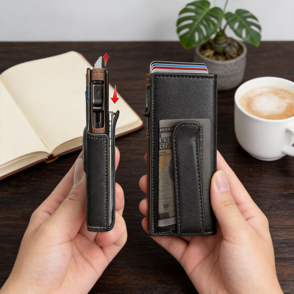 Ultra-Thin Magnetic Flip RFID Wallet