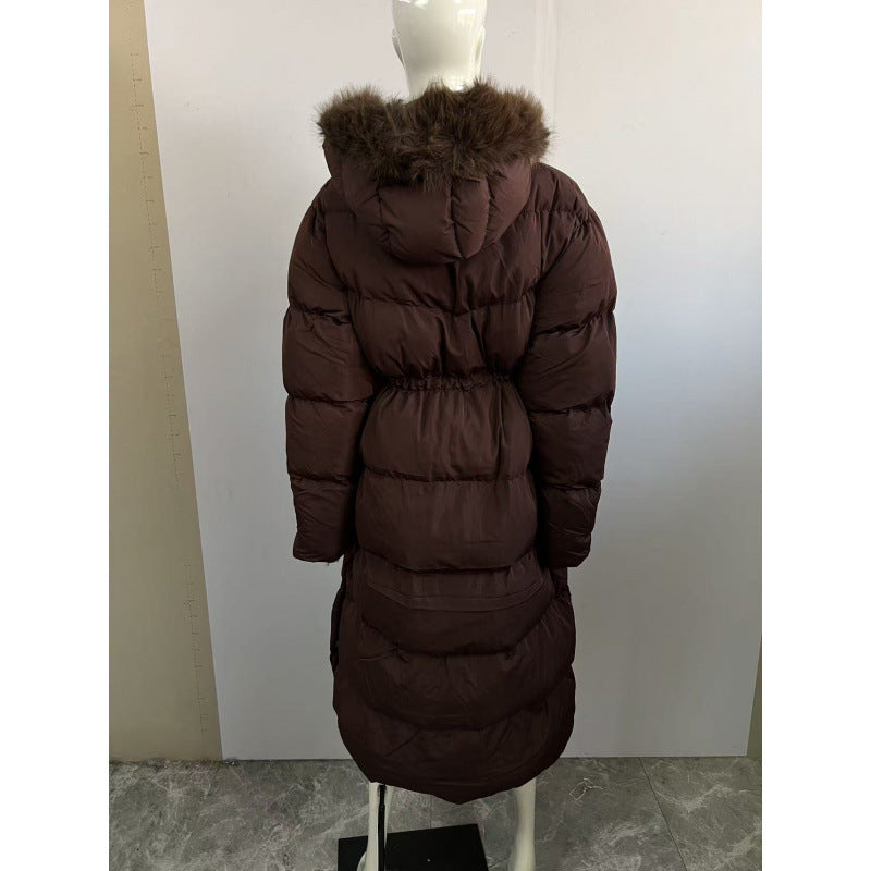 Womens Long Hooded Cotton Coat