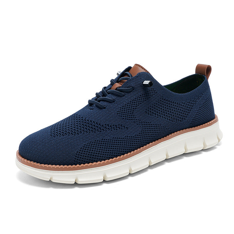 Mens Lightweight Breathable Lace Up Loafers Casual Fly Knit Shoes