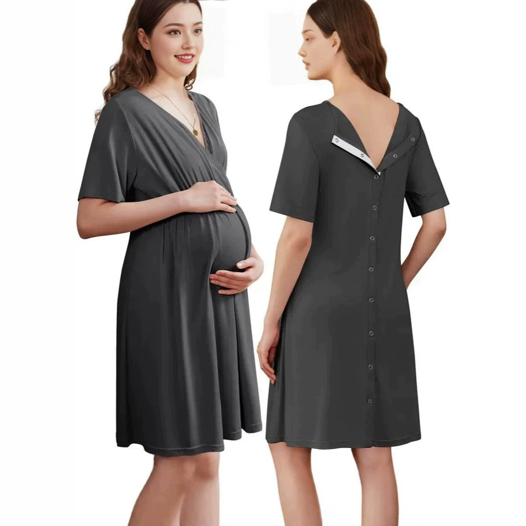 Loose V-Neck Short Sleeve Dress