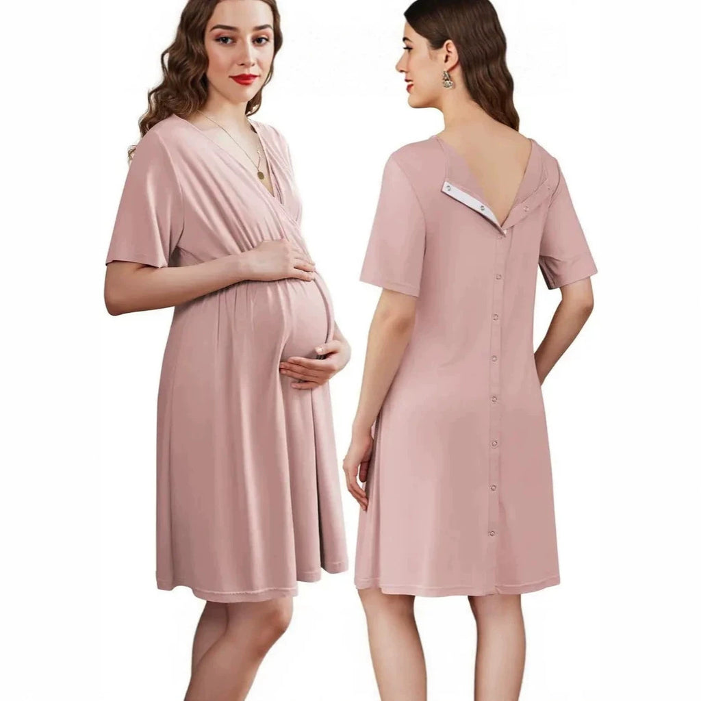 Loose V-Neck Short Sleeve Dress