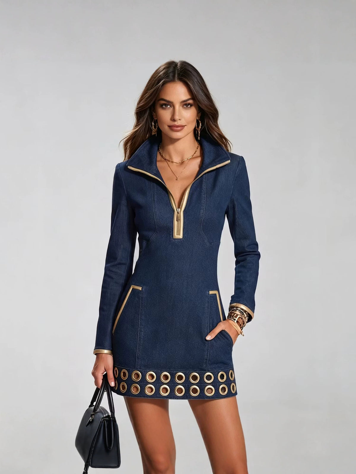 Women Long Sleeve Denim Dress