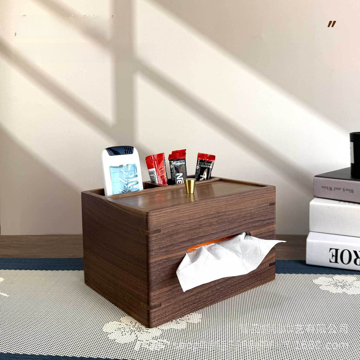 Remote Control Wooden Tissue Storage Box