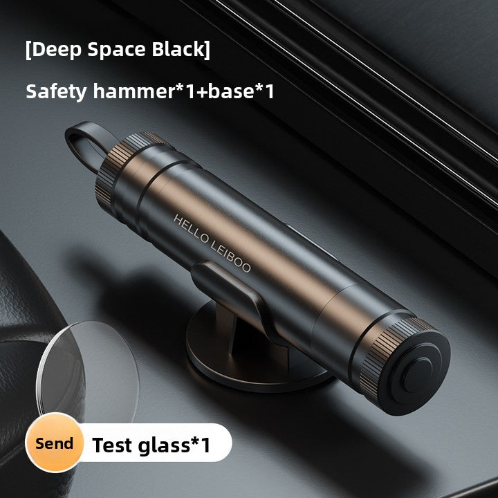 Automobile window-breaking device with multi-functional glass cutting capabilities
