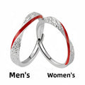 Adjustable Red Silk Thread Sterling Silver Couple Ring