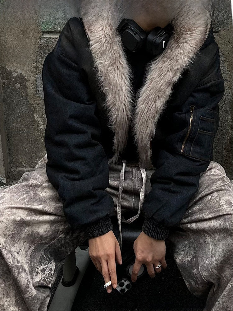 Retro Fleece-Lined Cotton Jacket