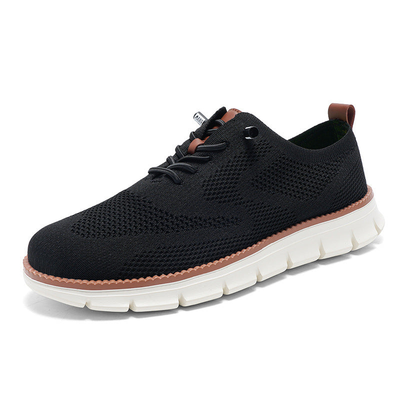 Mens Lightweight Breathable Lace Up Loafers Casual Fly Knit Shoes