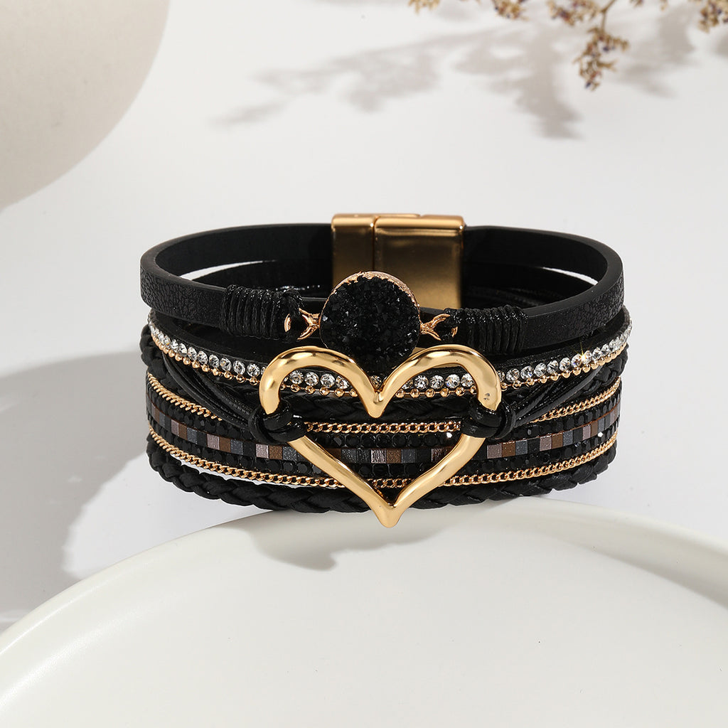 Bohemian Leather Heart Bracelet