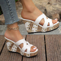 Womens Studded Wedge Sandals