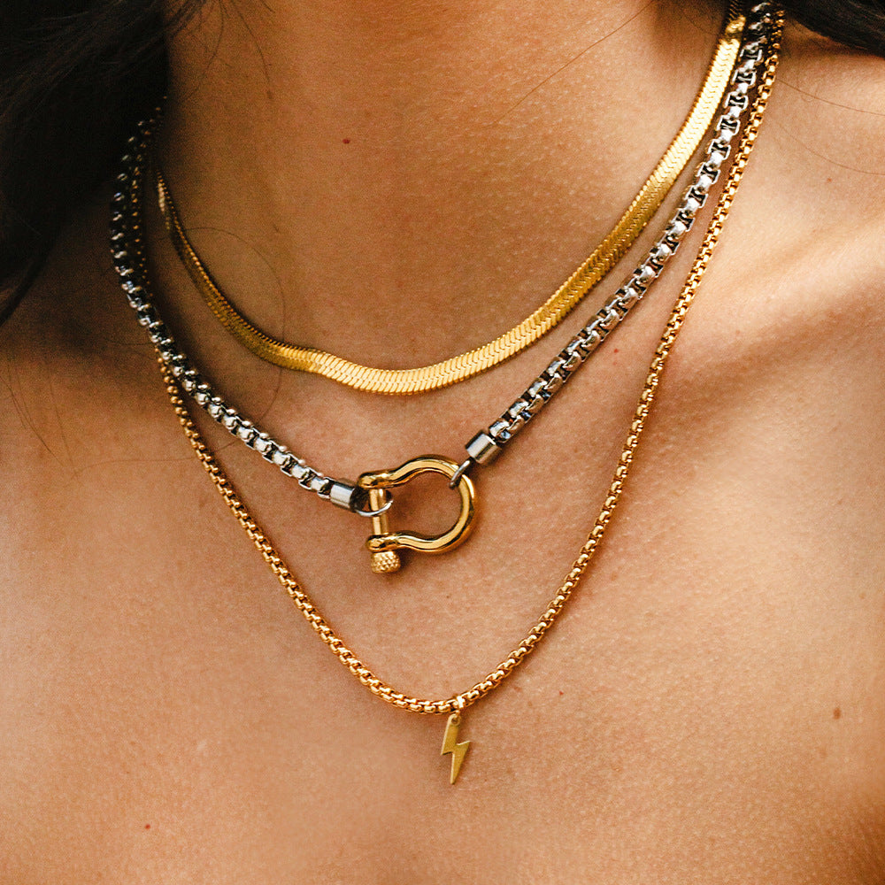 Horseshoe Buckle Stainless Steel Necklace