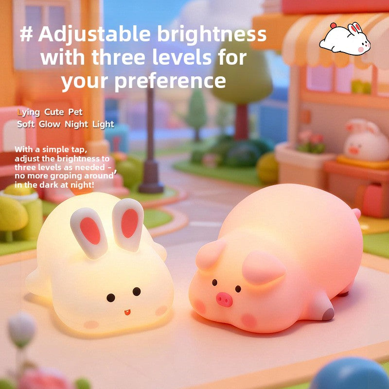 Cute night light silicone bedside bedroom sleep companion