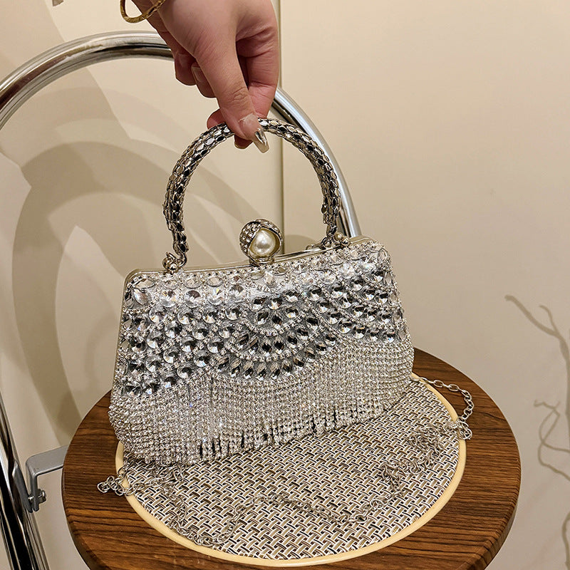 Rhinestone Chain Tassel Shoulder Bag