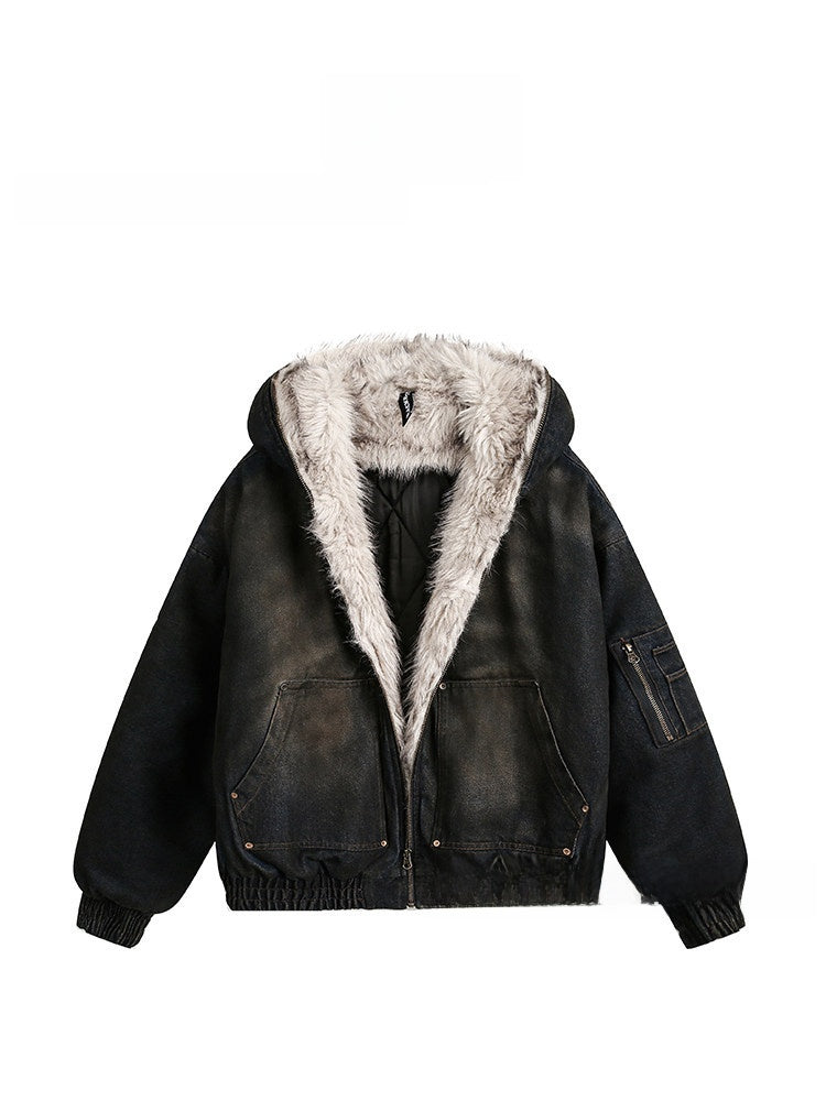 Retro Fleece-Lined Cotton Jacket