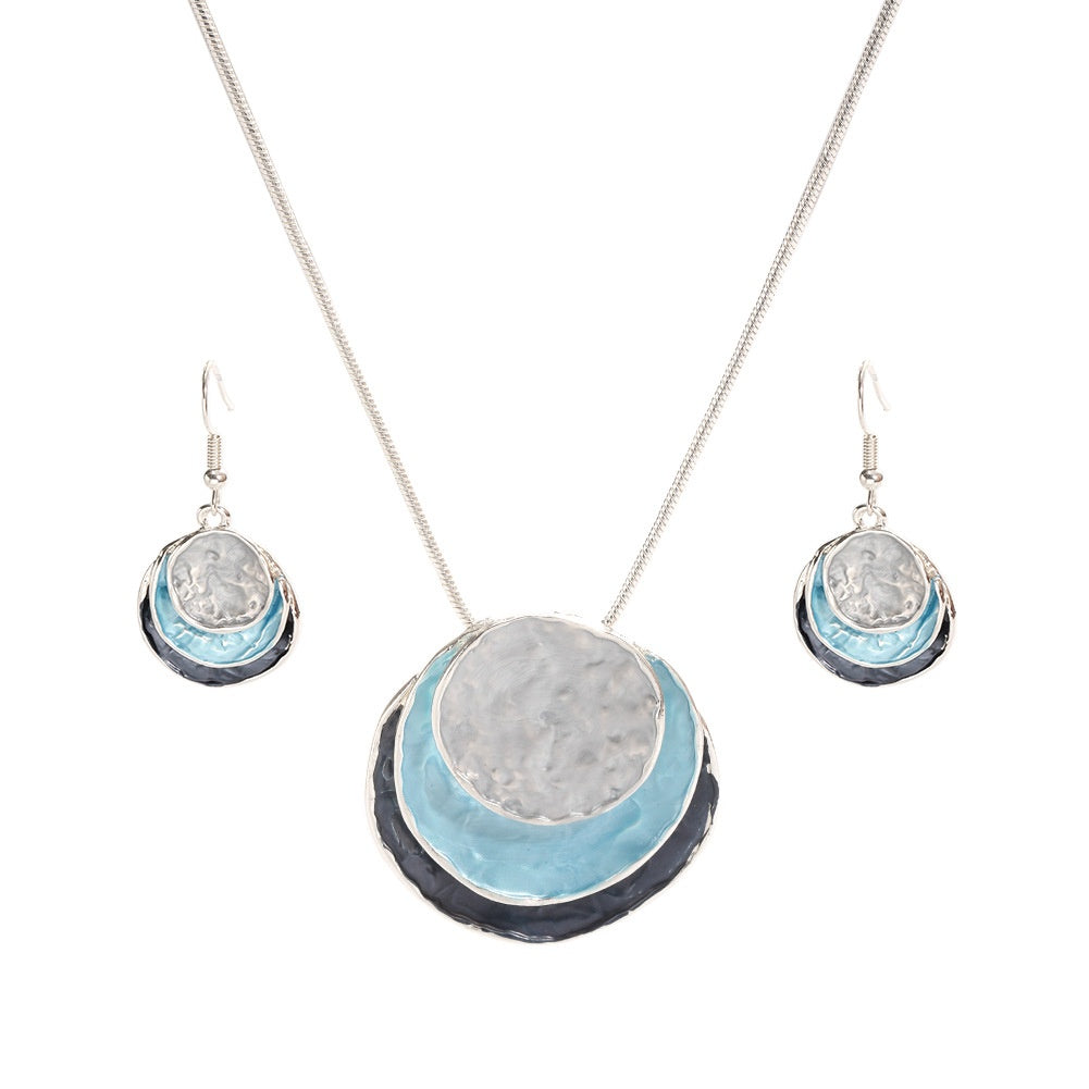 Geometric Layered Necklace and Earrings Set