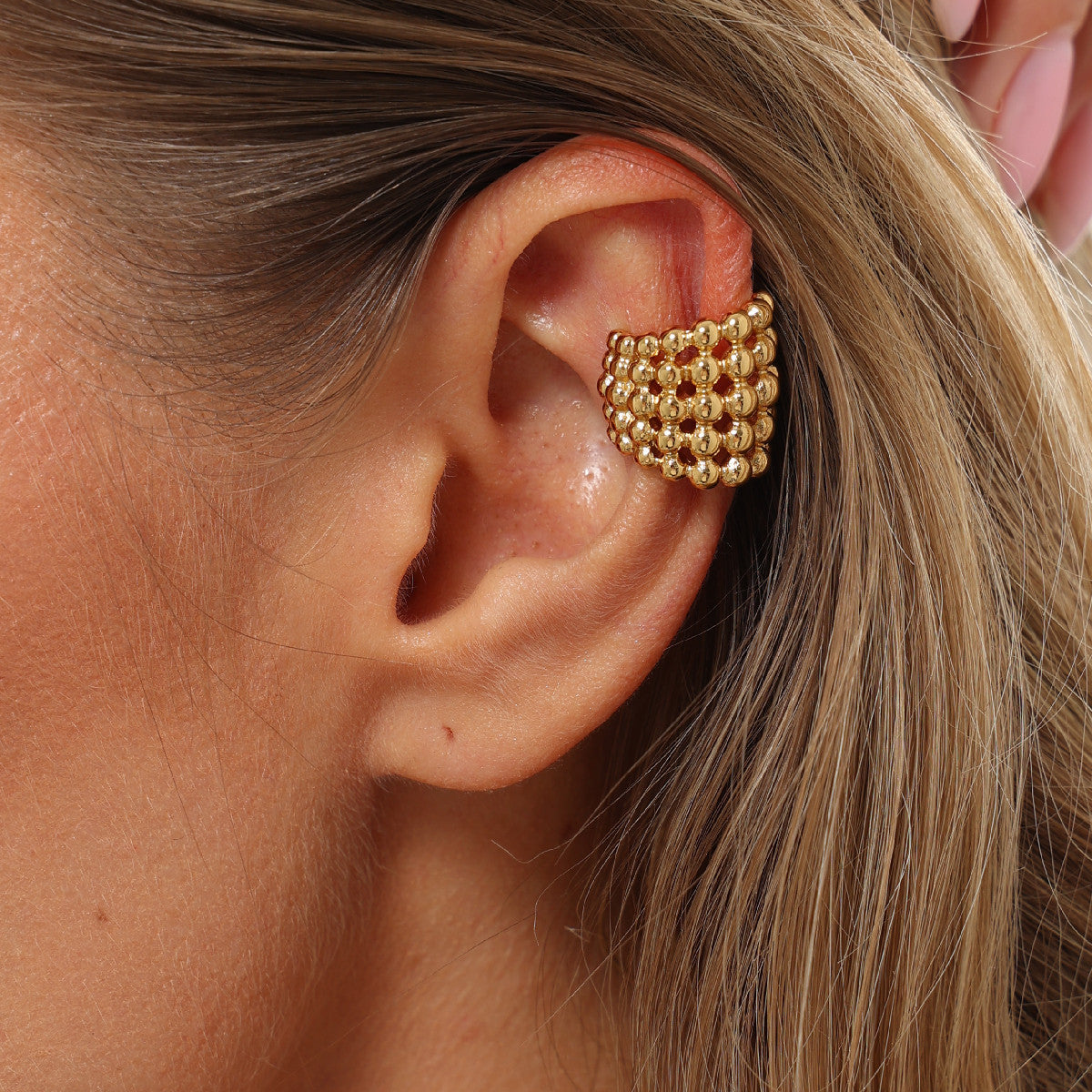 stainless steel multi-layer bead spliced ear cuff