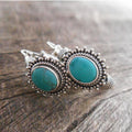 Retro Turquoise Oval Earrings