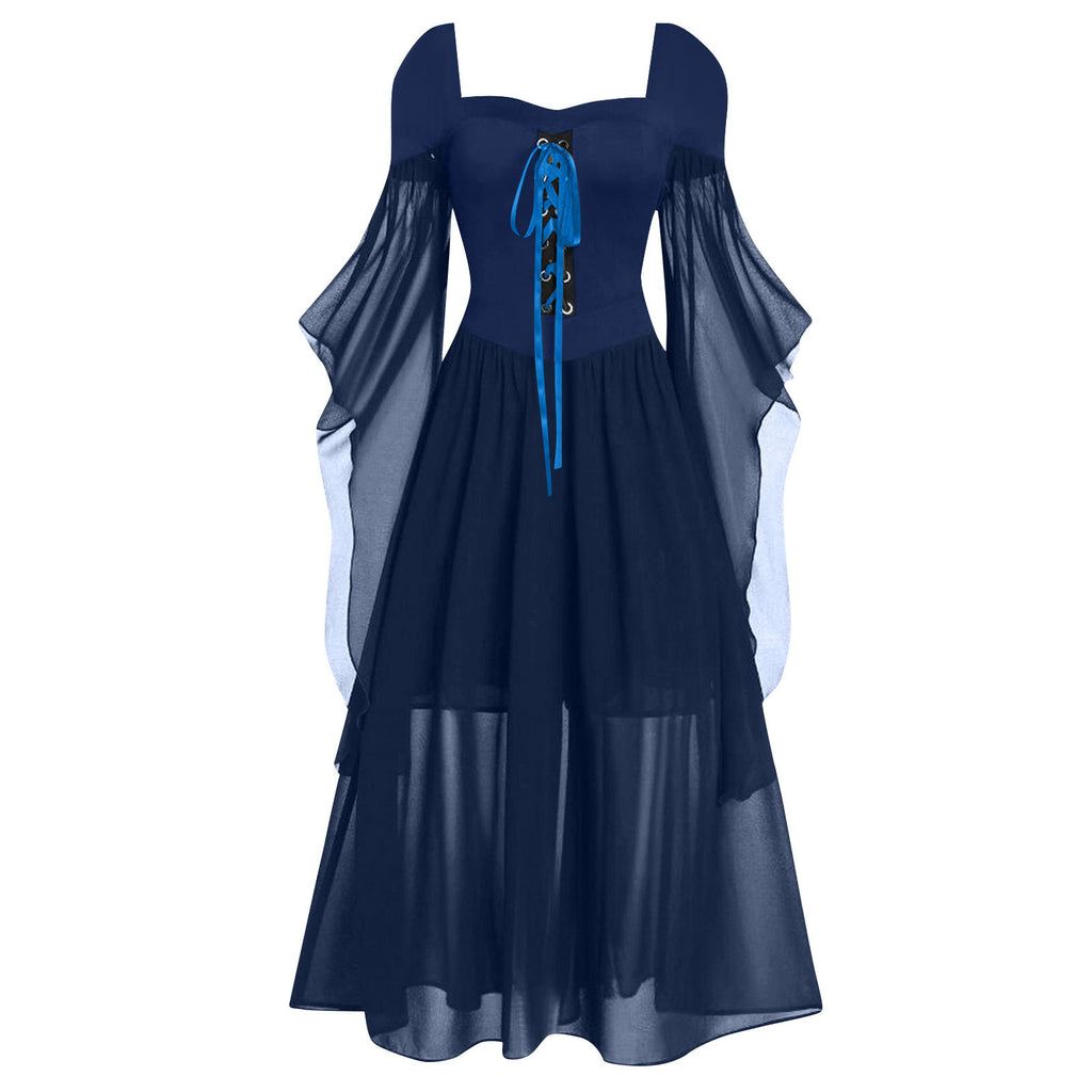 Witch Style Long Dress with Flare Sleeves