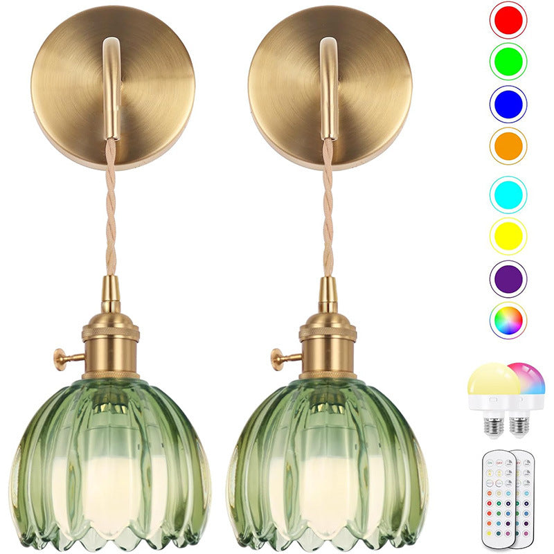 Retro USB Remote Control Glass Wall Lamp