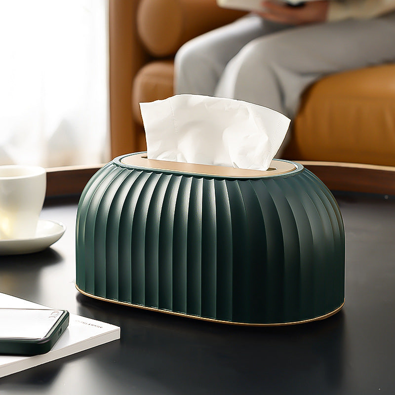 Striped Tissue Box with Spring Base