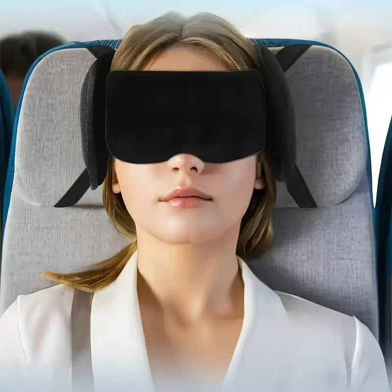 Travel neck pillow with eye mask